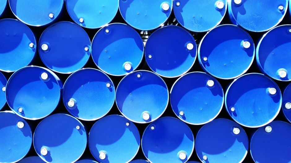 Top view of industrial drums associated with energy logistics