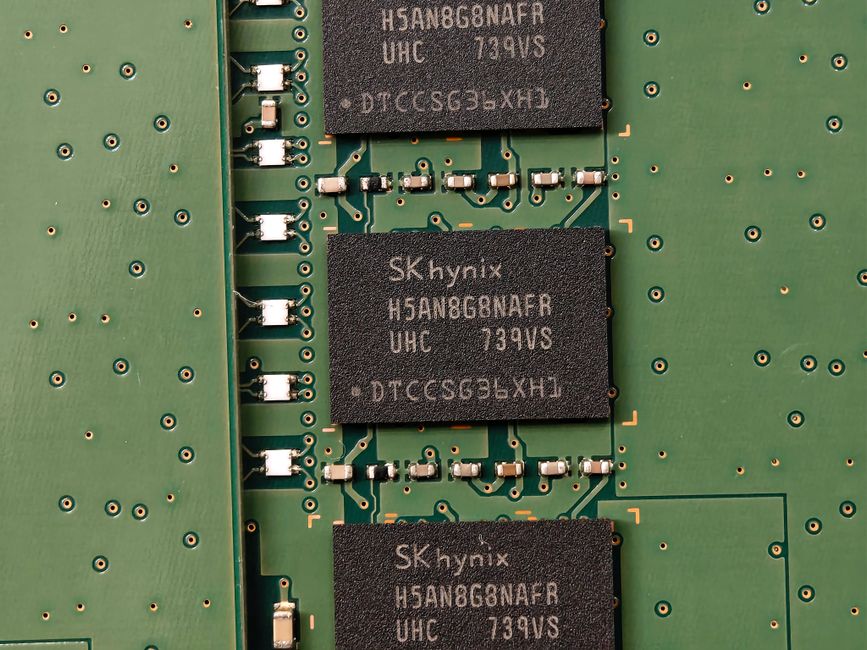 DRAM chips on a circuit board