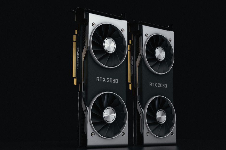 Close-up of two high-performance graphics cards with dual cooling fans, representing the AI hardware infrastructure that drives demand for SK Hynix's HBM memory.