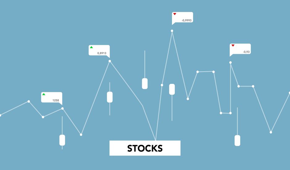 Abstract blue paper diagram representing competing market signals and stock-price movement