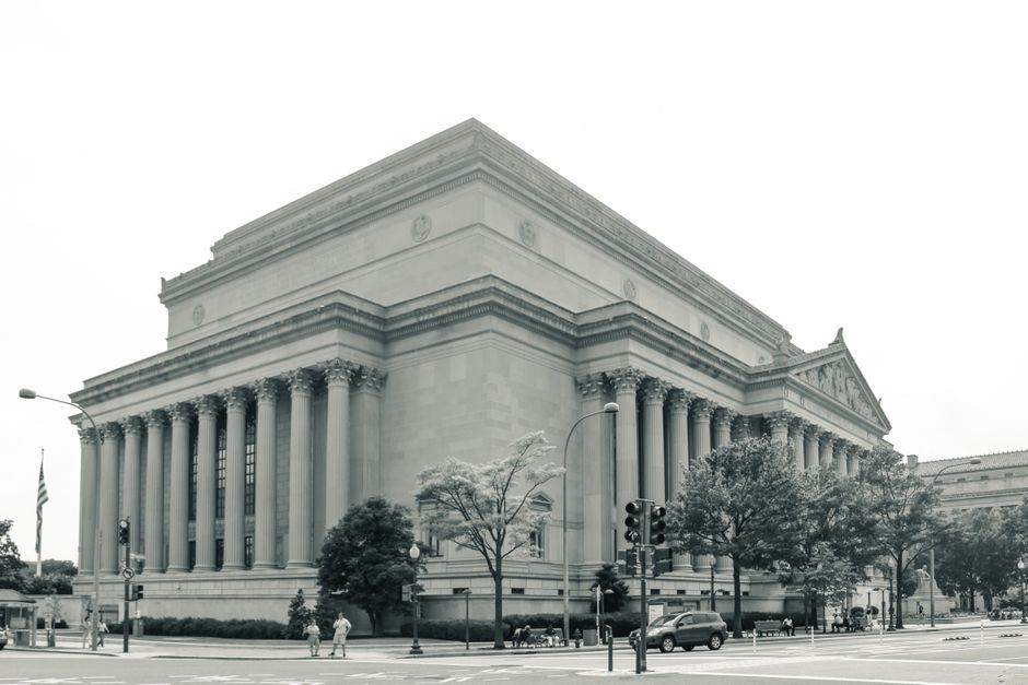 Neoclassical government building with columns in Washington, D.C.