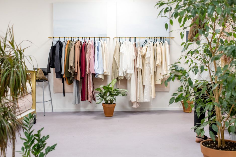 Sustainable fashion boutique clothing rack