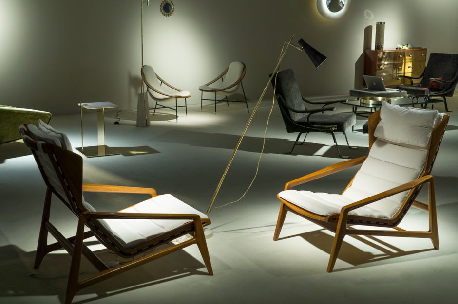 Contemporary furniture showroom with modern seating