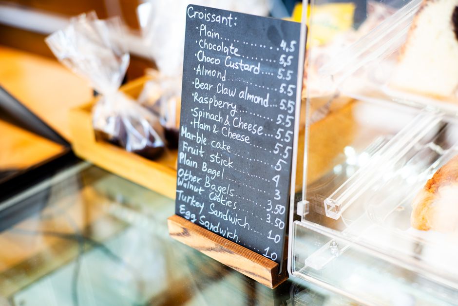 Cafe chalkboard menu