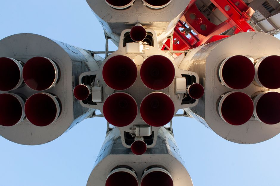 Rocket engines viewed from below
